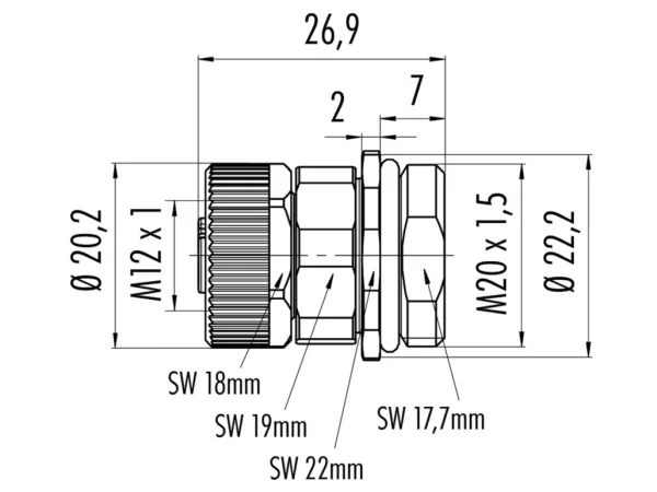 Female panel mount connector