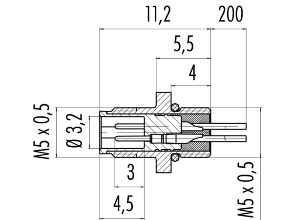 Male panel mount connector
