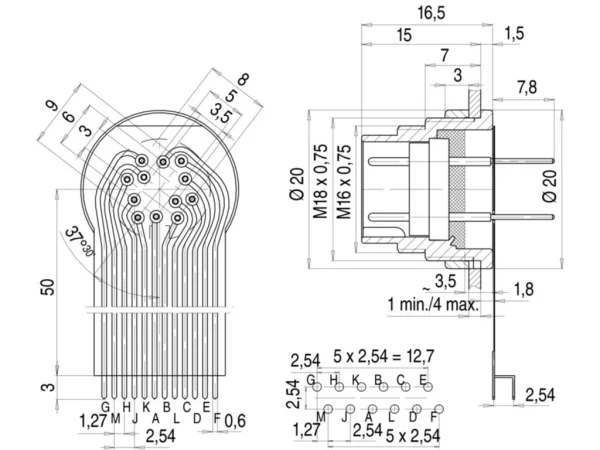 Male panel mount connector