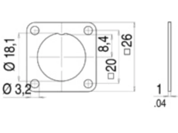 Rectangular flange for panel mount connectors