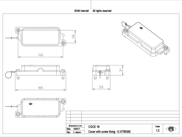protection cover, size 77.27, IP68 E-Xtreme, screw locking