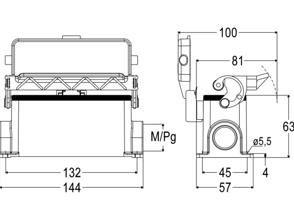 surface mounting housing, size 104.27, C-TYPE alu, 1 lever, 1xM25 side, cover metal