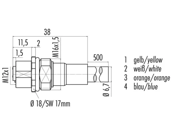 Female panel mount connector