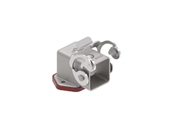 bulkhead mounting housing, angled, size 21.21, 180°C zinc, 1 lever stainless steel
