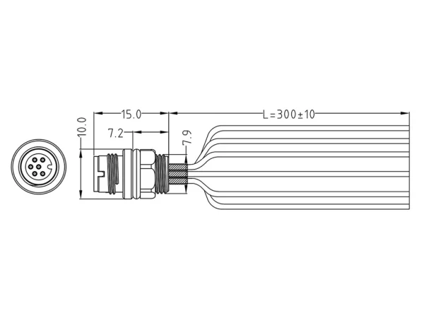 Mini C male panel mount connector