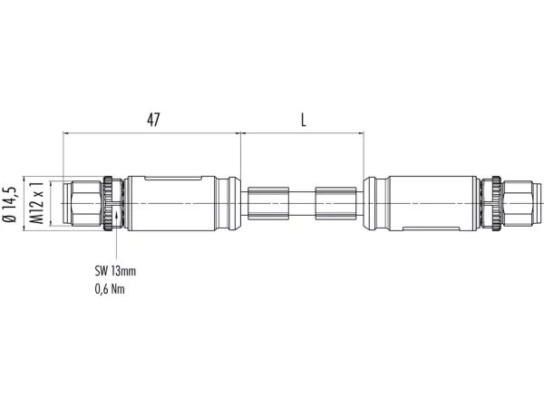 Connecting cable, 2 male connectors
