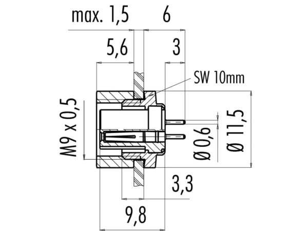 Female panel mount connector