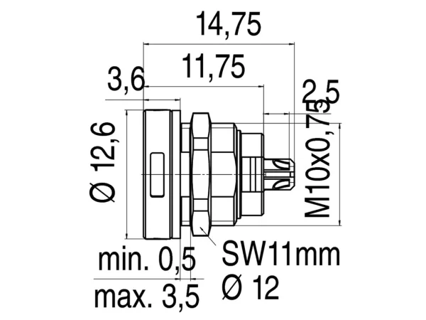 Male panel mount connector