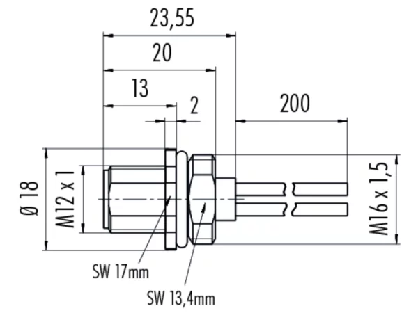 Male panel mount connector