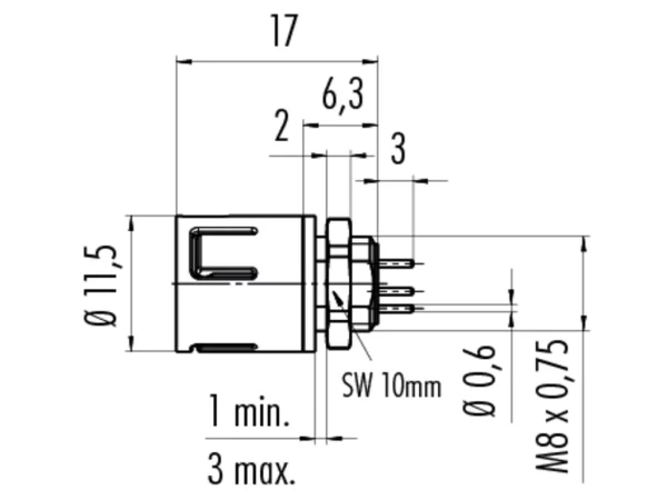 Female panel mount connector
