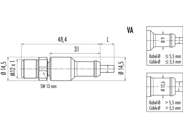Male cable connector