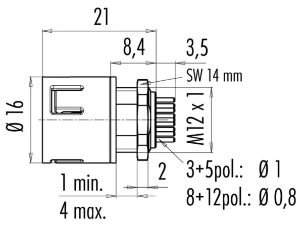 Male panel mount connector