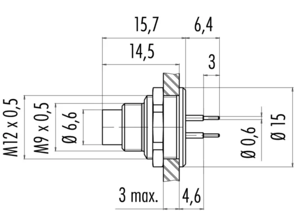 Male panel mount connector