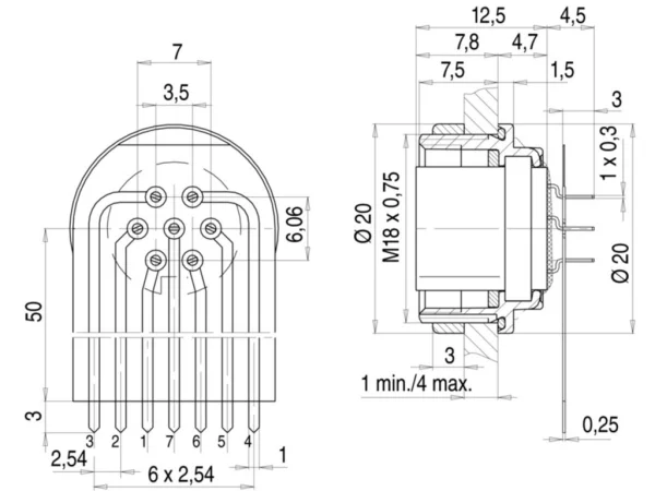 Female panel mount connector