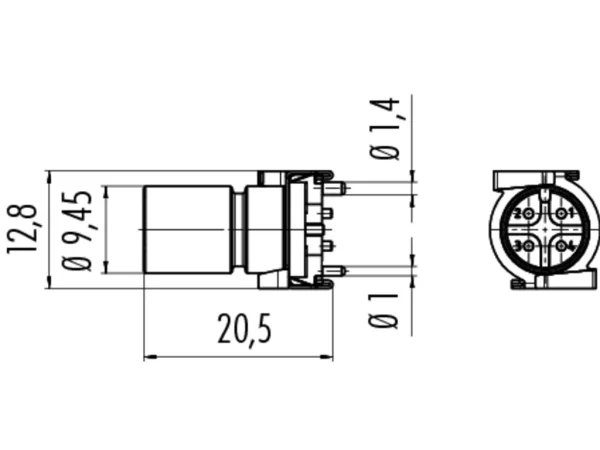 Male panel mount connector