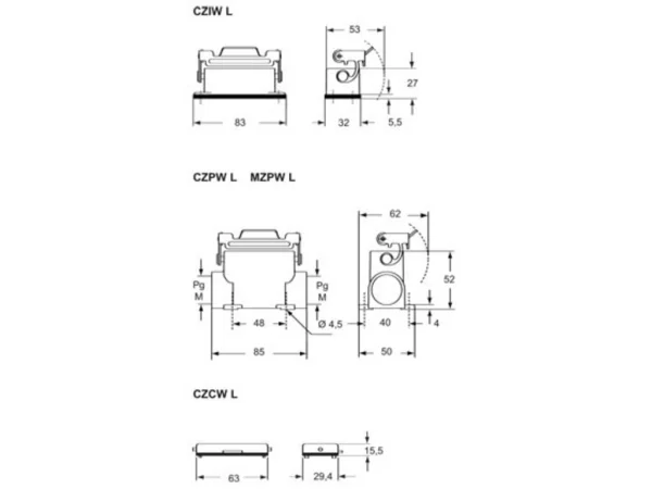 protection cover, size 49.16, W-type alu, 2 pegs, gasket, eyelet
