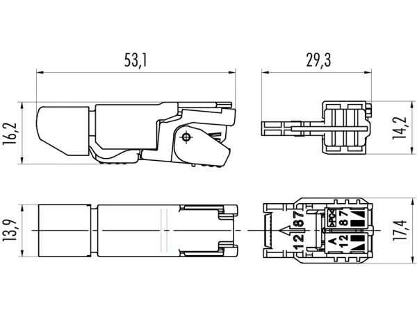 RJ45 male connector