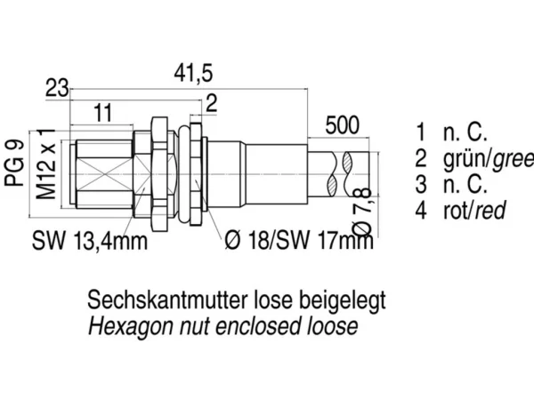 Male panel mount connector