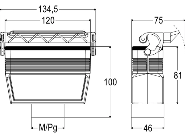 hood, high, size 104.27, C-TYPE alu, 1 lever, 1xPG21 top