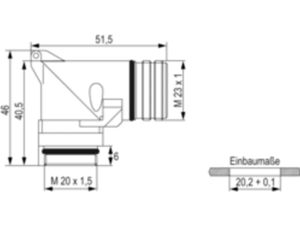 Right Angle Panel Connector, Male Thread