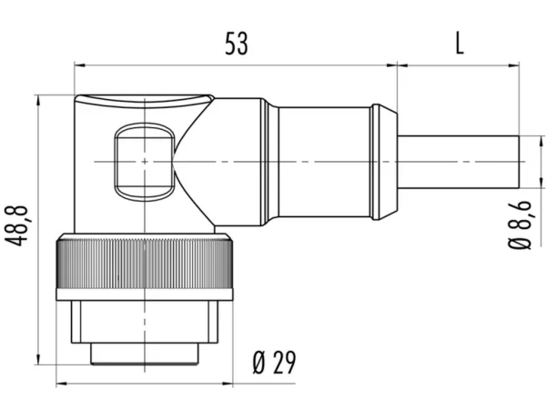 Male angled connector
