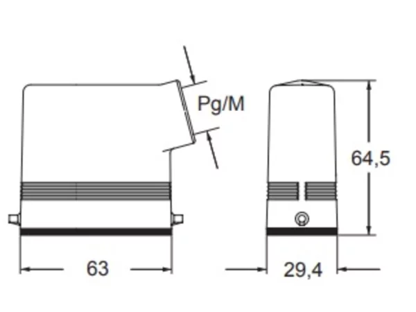 hood, size 49.16, W-TYPE alu, 2 pegs, 1xM25 side