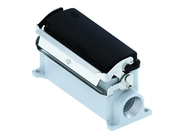 surface mounting housing, size 104.27, V-TYPE alu, 1 lever stainless steel, 1xM25 side, spring cover