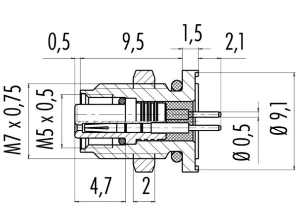 Female panel mount connector
