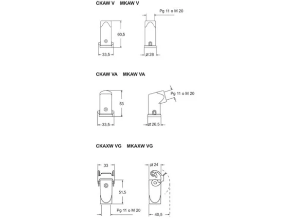 hood, angled, size 21.21, W-TYPE alu, 2 pegs, 1xM20 side